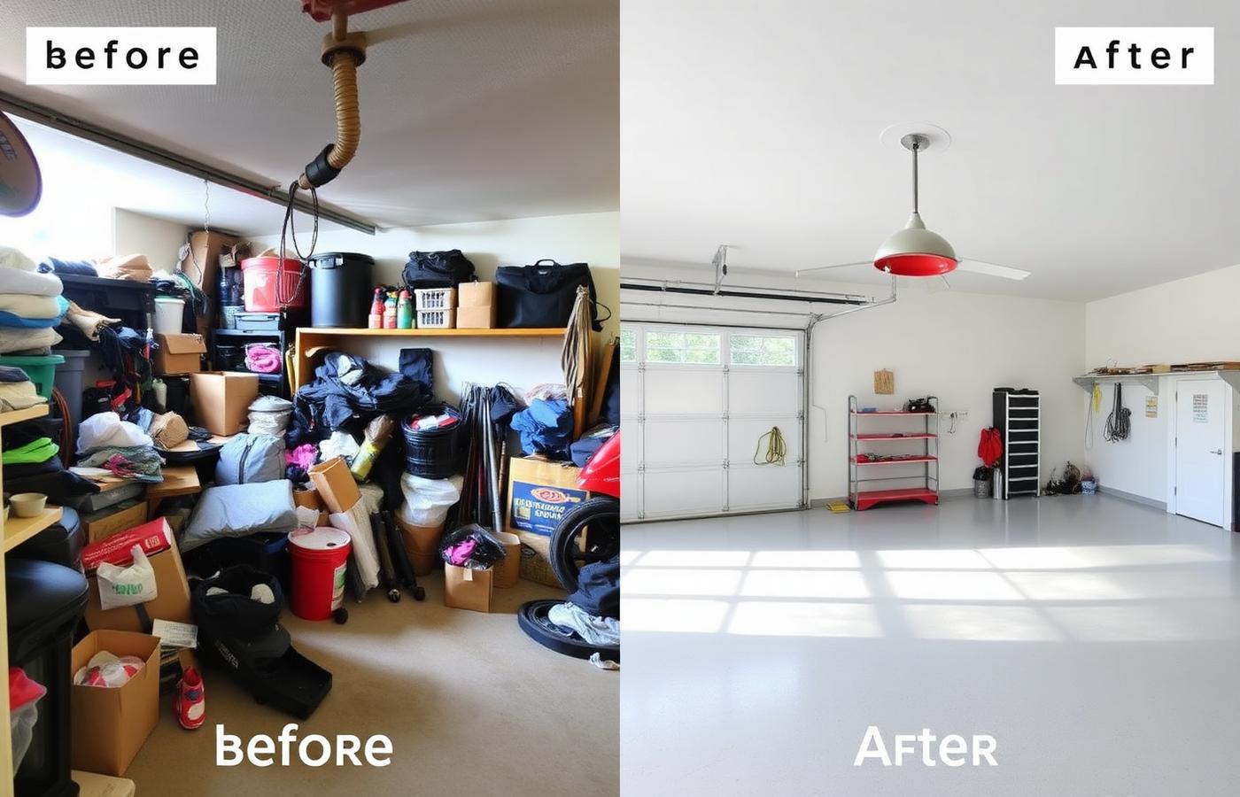 Before and after of a Las Vegas garage cleanup